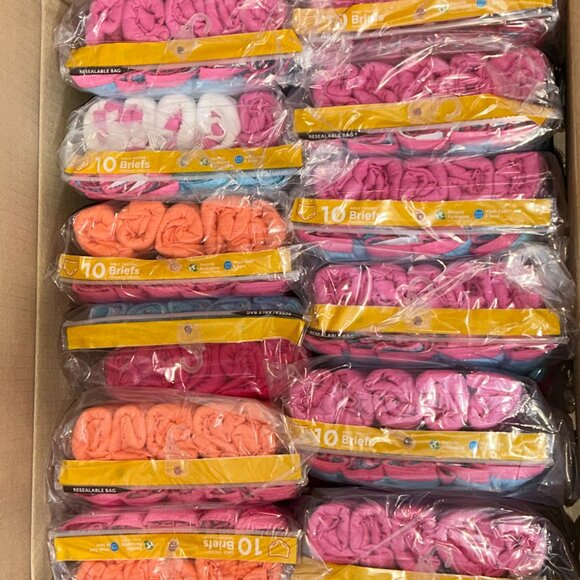 Hanes Girls’ Tagless Briefs – LOT 63 - 240 pcs – 24 packs (10 ea) – Sz 6 - NEW - Picture 2 of 3